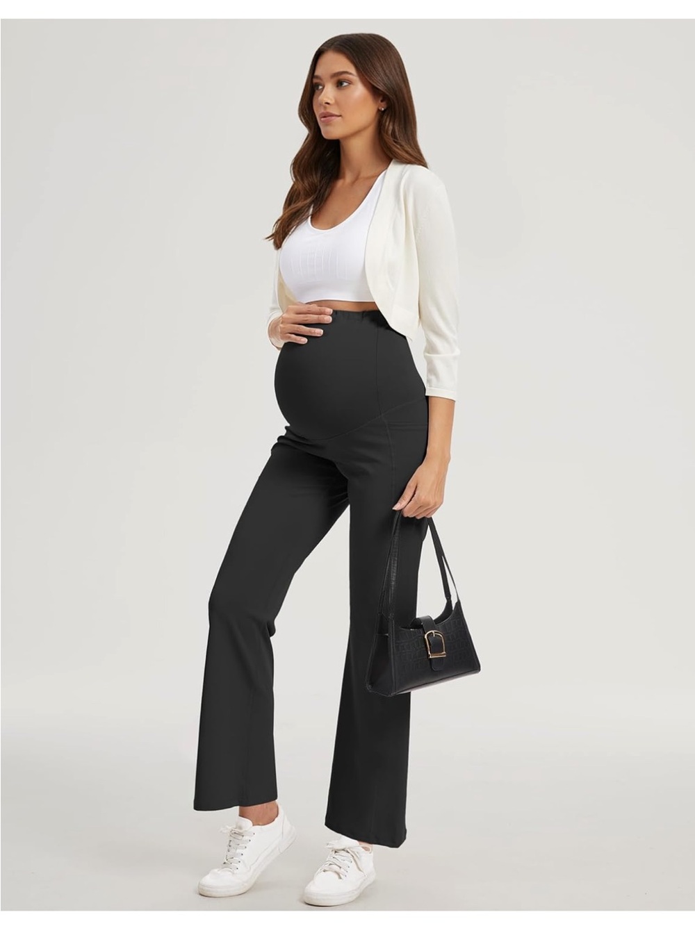 flare maternity work pants black adjustable over the bump